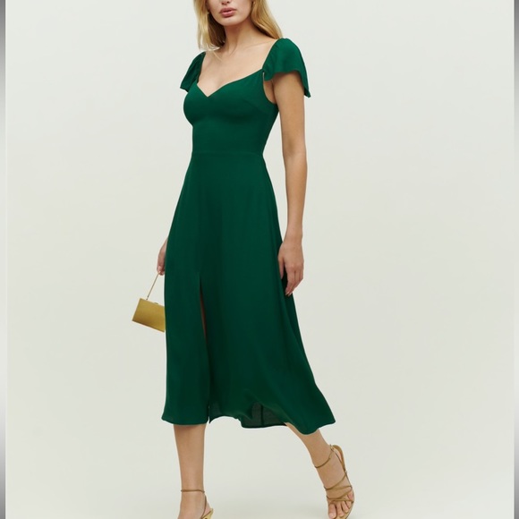 Reformation Baxley Dress Emerald